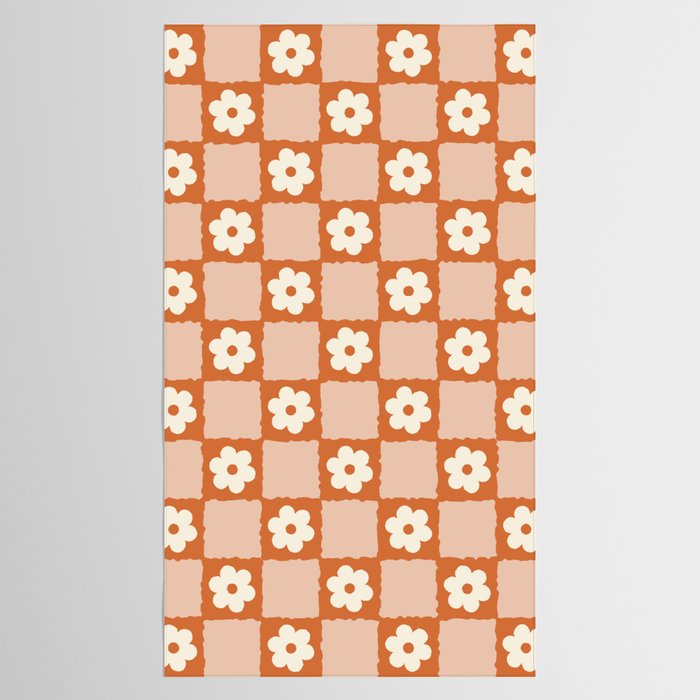 Flower Checker in Burnt Orange  Tablecloth Gallery Image 2