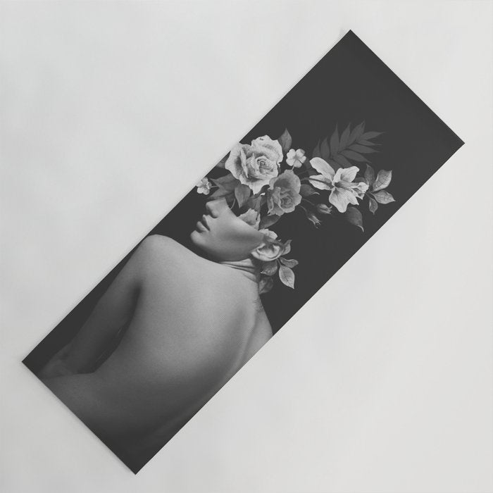 Night Garden Black and White Yoga Mat Gallery Image 1