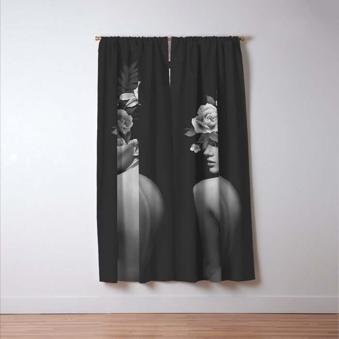 Night Garden Black and White Window Curtain Gallery Image 3