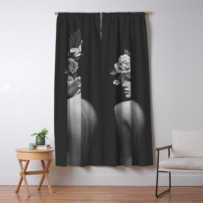 Night Garden Black and White Window Curtain Gallery Image 1
