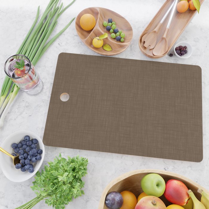 Cozy Linen Effect in Coffee Liqueur Brown Cutting Board Gallery Image 2