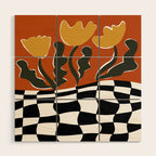 Vintage Poppy plaid Wood Wall Art Gallery Image 1