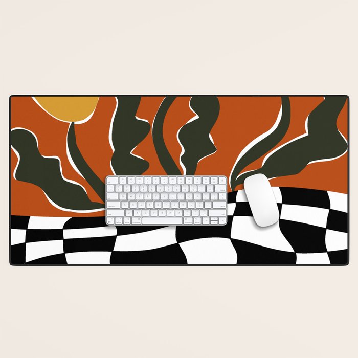 Vintage Poppy plaid Desk Mat Gallery Image 1