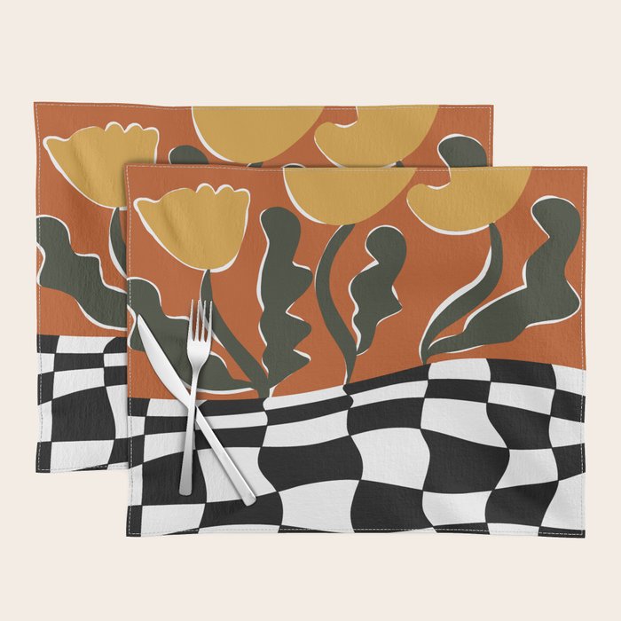 Vintage Poppy plaid Placemat Gallery Image 1
