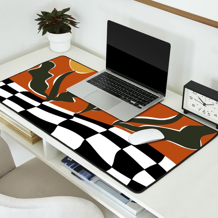 Vintage Poppy plaid Desk Mat Gallery Image 2