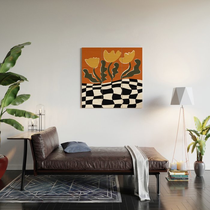 Vintage Poppy plaid Wood Wall Art Gallery Image 2