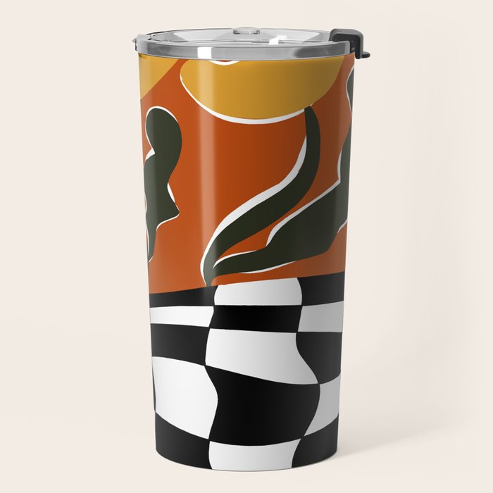 Vintage Poppy plaid Travel Mug Gallery Image 2