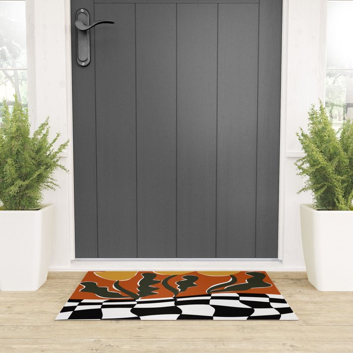 Vintage Poppy plaid Welcome Mat Gallery Image 3