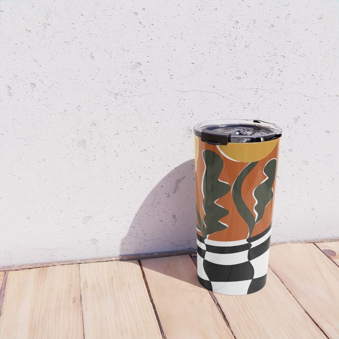 Vintage Poppy plaid Travel Mug Gallery Image 4