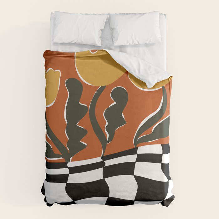 Vintage Poppy plaid Duvet Cover Gallery Image 1