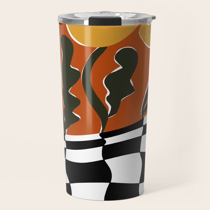 Vintage Poppy plaid Travel Mug Gallery Image 1