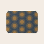Boho Summer Sun Pattern VII Navy Blue Burnt Orange Bath Mat Gallery Image 1