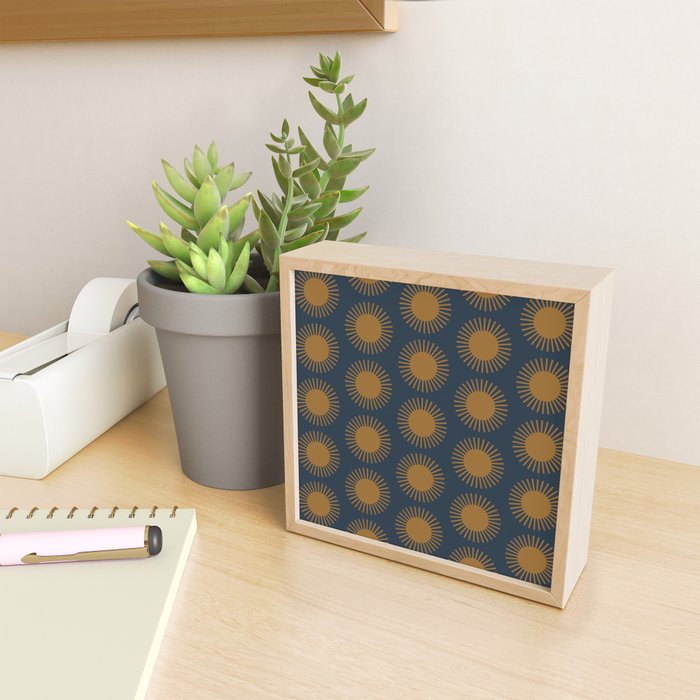 Boho Summer Sun Pattern VII Navy Blue Burnt Orange Mini Art Print Gallery Image 2