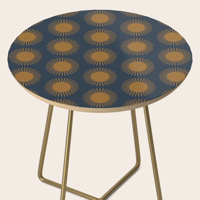Boho Summer Sun Pattern VII Navy Blue Burnt Orange Side Table Gallery Image 2