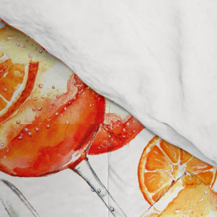 Cocktails. Aperol Spritz. Watercolor Painting. Comforter Gallery Image 4