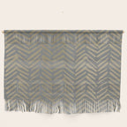 Herringbone, Boho, Mudcloth Pattern, Grey and Gold Wall Hanging Gallery Image 1