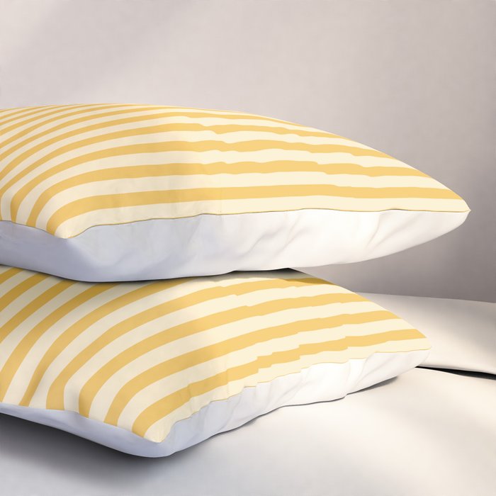 Fine Stripe Narrow Vertical Pinstripe Pattern in Coastal Italian Lemon Yellow Pillow Sham Gallery Image 3