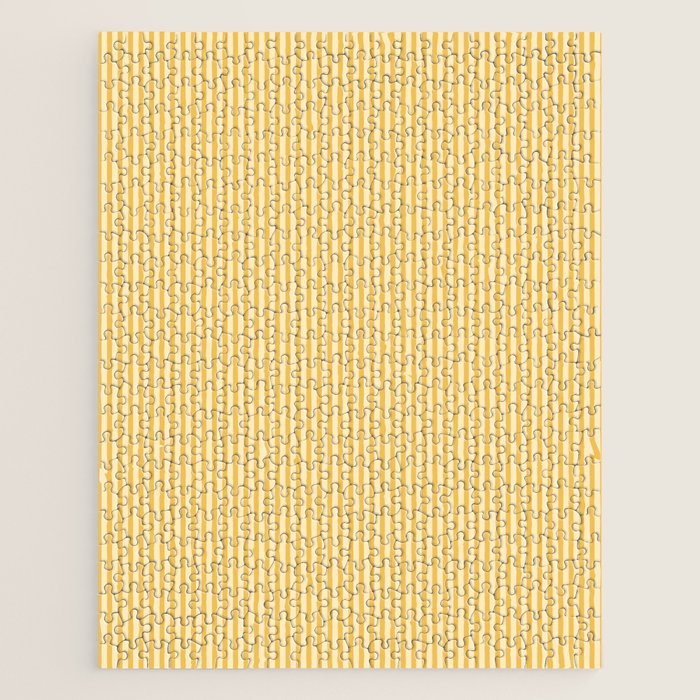 Fine Stripe Narrow Vertical Pinstripe Pattern in Coastal Italian Lemon Yellow Jigsaw Puzzle Gallery Image 1
