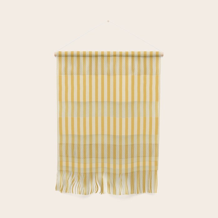 Fine Stripe Narrow Vertical Pinstripe Pattern in Coastal Italian Lemon Yellow Wall Hanging Gallery Image 1