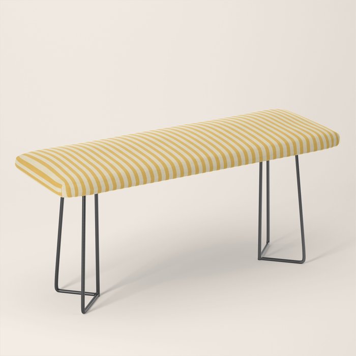 Ultra Fine Stripe Narrow Vertical Pinstripe Pattern in Coastal Italian Lemon Yellow Bench Gallery Image 1