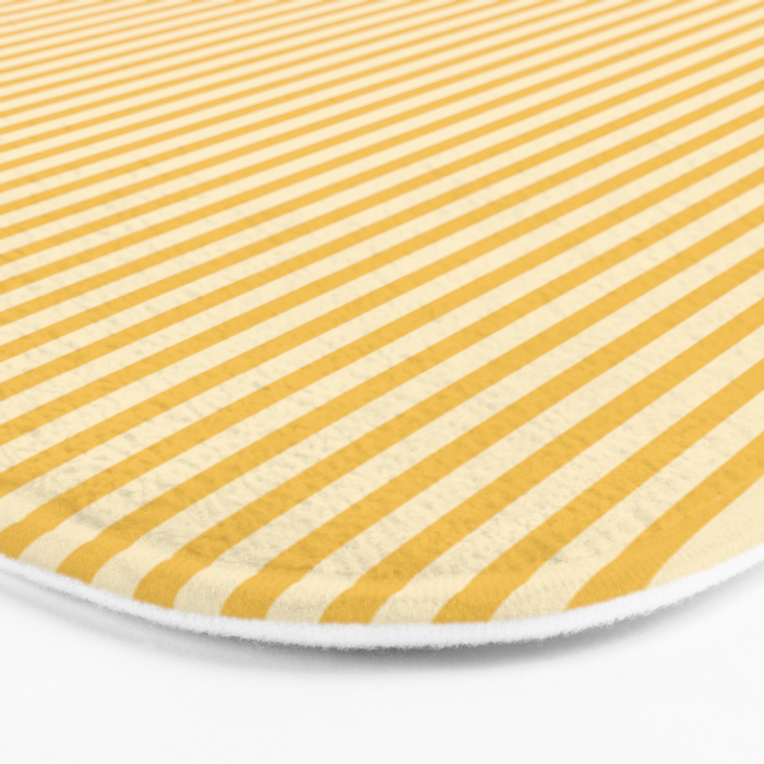 Ultra Fine Stripe Narrow Vertical Pinstripe Pattern in Coastal Italian Lemon Yellow Bath Mat Gallery Image 3