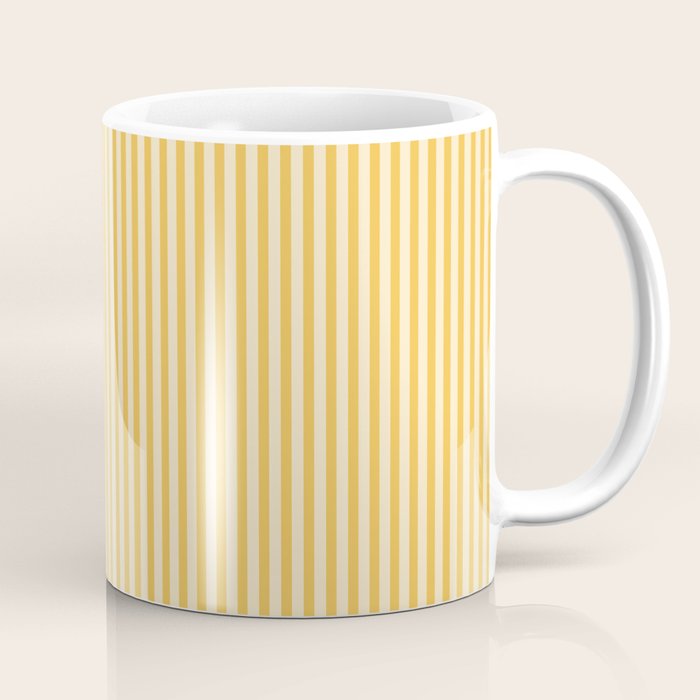 Ultra Fine Stripe Narrow Vertical Pinstripe Pattern in Coastal Italian Lemon Yellow Coffee Mug Gallery Image 1