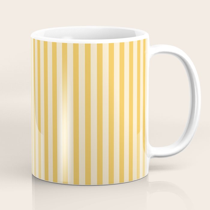 Fine Stripe Narrow Vertical Pinstripe Pattern in Coastal Italian Lemon Yellow Coffee Mug Gallery Image 1