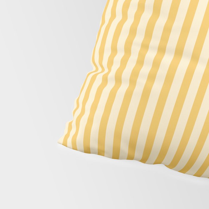 Fine Stripe Narrow Vertical Pinstripe Pattern in Coastal Italian Lemon Yellow Pillow Sham Gallery Image 4