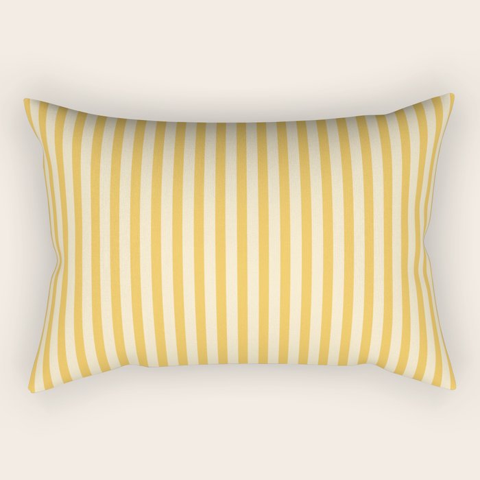 Fine Stripe Narrow Vertical Pinstripe Pattern in Coastal Italian Lemon Yellow Rectangular Pillow Gallery Image 2