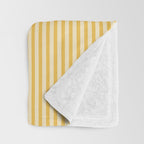 Fine Stripe Narrow Vertical Pinstripe Pattern in Coastal Italian Lemon Yellow Throw Blanket Gallery Image 3