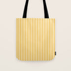 Fine Stripe Narrow Vertical Pinstripe Pattern in Coastal Italian Lemon Yellow Tote Bag Gallery Image 1