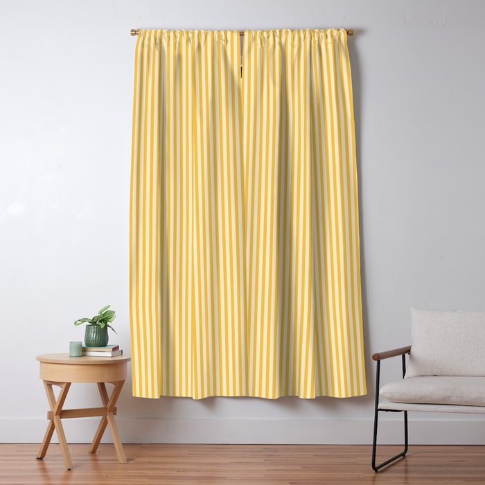 Ultra Fine Stripe Narrow Vertical Pinstripe Pattern in Coastal Italian Lemon Yellow Window Curtain Gallery Image 5