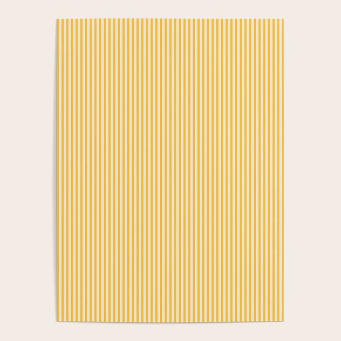 Fine Stripe Narrow Vertical Pinstripe Pattern in Coastal Italian Lemon Yellow Poster Gallery Image 1