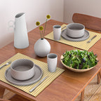 Fine Stripe Narrow Vertical Pinstripe Pattern in Coastal Italian Lemon Yellow Placemat Gallery Image 2