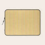 Fine Stripe Narrow Vertical Pinstripe Pattern in Coastal Italian Lemon Yellow Laptop Sleeve Gallery Image 1