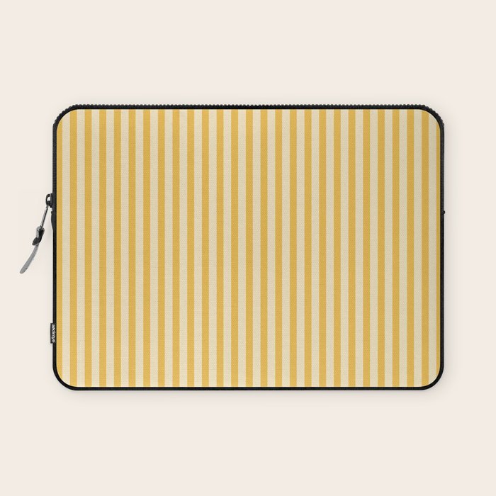 Fine Stripe Narrow Vertical Pinstripe Pattern in Coastal Italian Lemon Yellow Laptop Sleeve Gallery Image 1