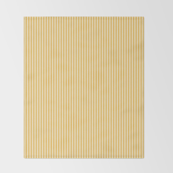 Fine Stripe Narrow Vertical Pinstripe Pattern in Coastal Italian Lemon Yellow Throw Blanket Gallery Image 2