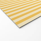 Fine Stripe Narrow Vertical Pinstripe Pattern in Coastal Italian Lemon Yellow Welcome Mat Gallery Image 2