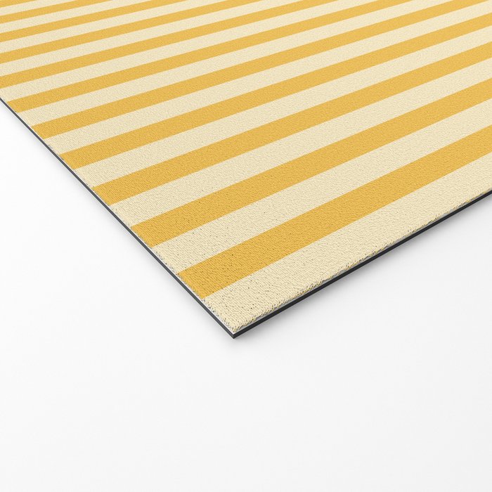 Fine Stripe Narrow Vertical Pinstripe Pattern in Coastal Italian Lemon Yellow Welcome Mat Gallery Image 2