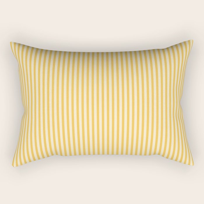 Ultra Fine Stripe Narrow Vertical Pinstripe Pattern in Coastal Italian Lemon Yellow Rectangular Pillow Gallery Image 2