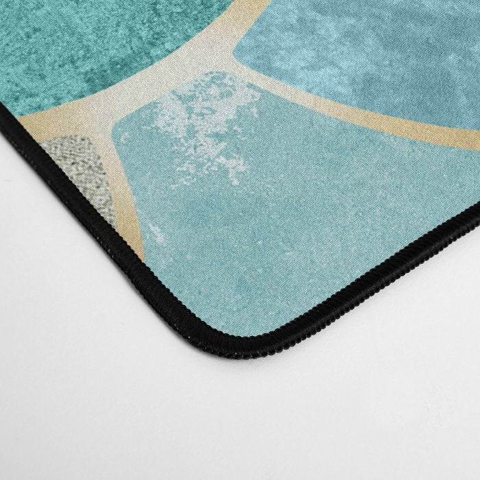 Moroccan Mermaid Fish Scale Pattern, Aqua,Teal Desk Mat Gallery Image 4