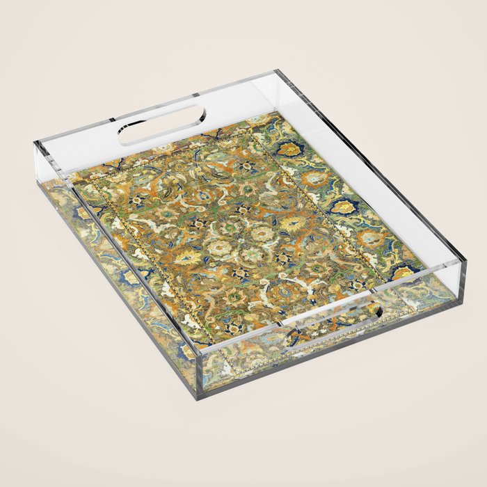 Safavid 'Polonaise' 17th Century Persian Carpet Print Acrylic Tray Gallery Image 1