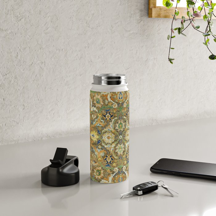 Safavid 'Polonaise' 17th Century Persian Carpet Print Water Bottle Gallery Image 4