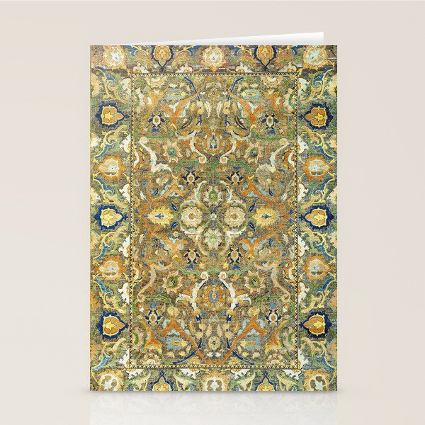 Safavid 'Polonaise' 17th Century Persian Carpet Print Stationery Card Gallery Image 2