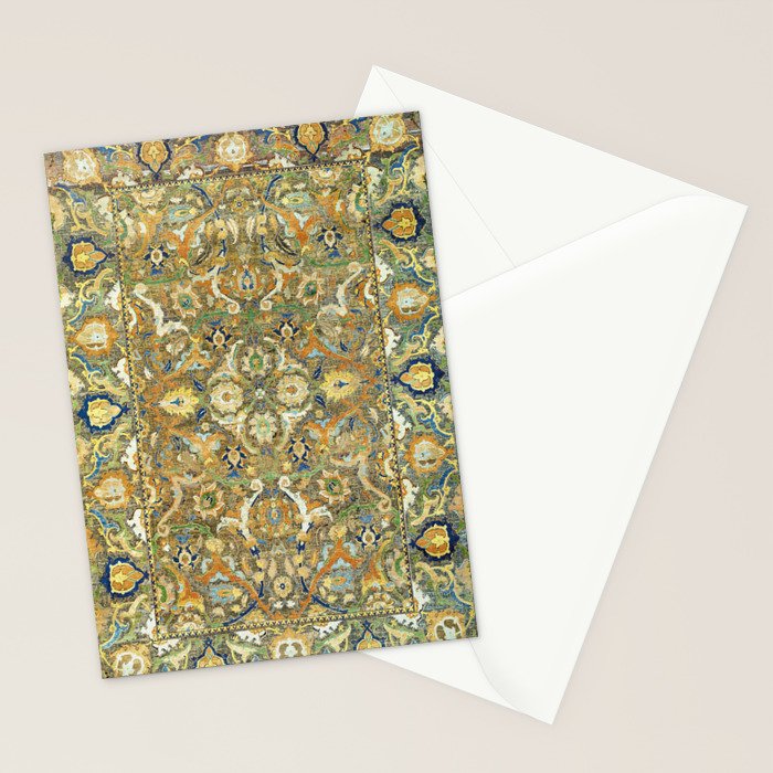 Safavid 'Polonaise' 17th Century Persian Carpet Print Stationery Card Gallery Image 2
