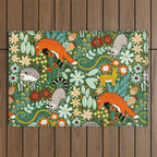Textured Woodland Pattern - Forest Green Outdoor Rug Gallery Image 1