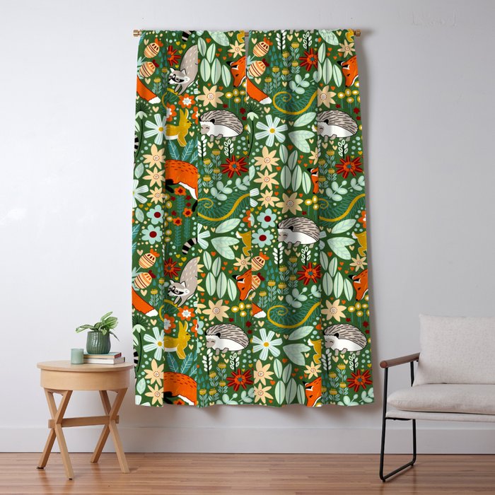 Textured Woodland Pattern - Forest Green Window Curtain Gallery Image 1