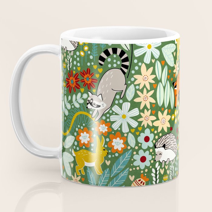 Textured Woodland Pattern - Forest Green Coffee Mug Gallery Image 3