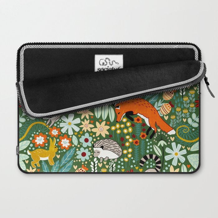 Textured Woodland Pattern - Forest Green Laptop Sleeve Gallery Image 2
