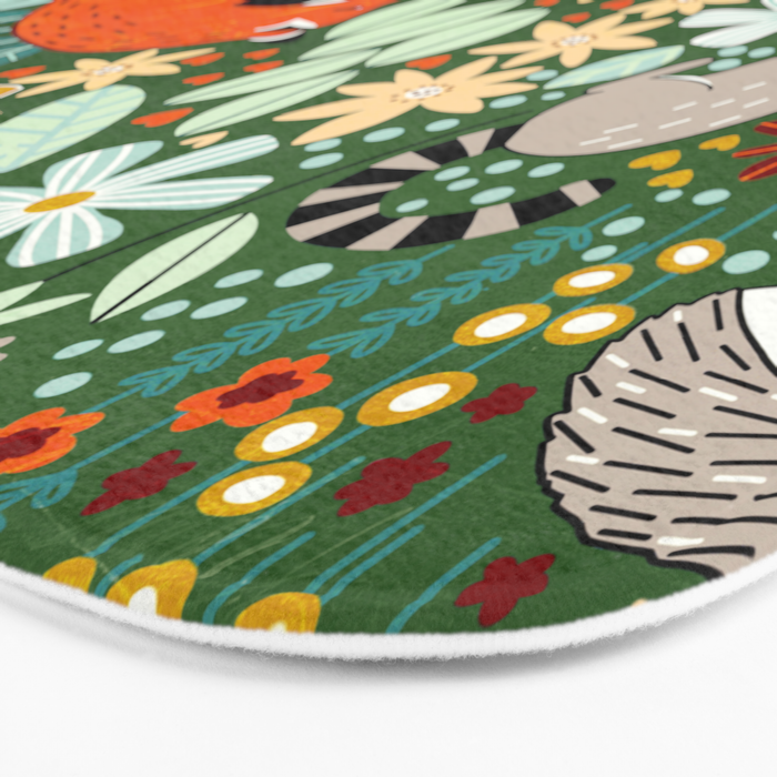 Textured Woodland Pattern - Forest Green Bath Mat Gallery Image 3